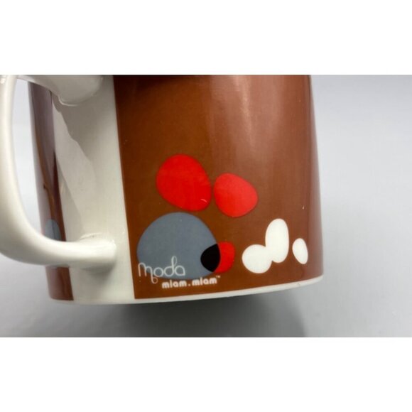 Vtg Moda Miam Miam Stone Series Brown Red Tea Cup Mug Saucer Set Abstract MCM - Picture 6 of 8
